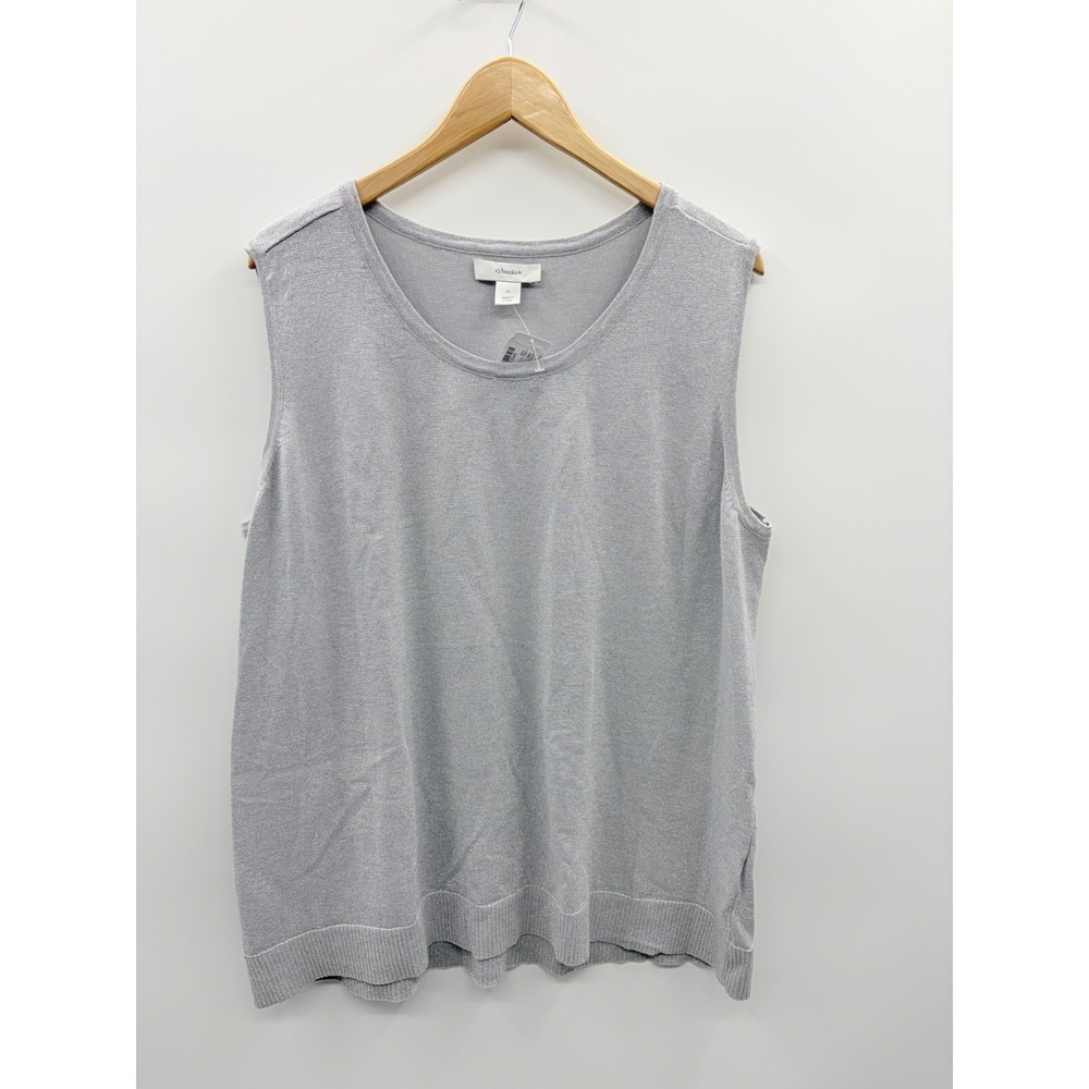 CJ‎ Banks Womens Plus Size 2X Metallic Sleeveless Crew Neck Sweater Shell 1303